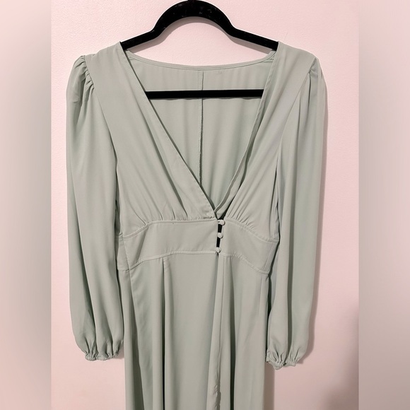 Cupshe Pastel Green V-neck Button Front Fitted Waist Midi Slit Dress M - Picture 8 of 14